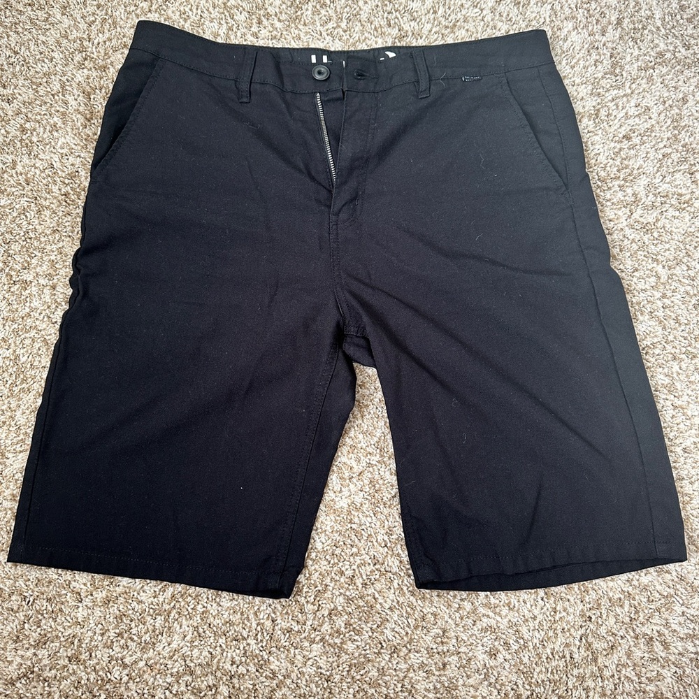 Hurley Black Flat Front Chino Shorts